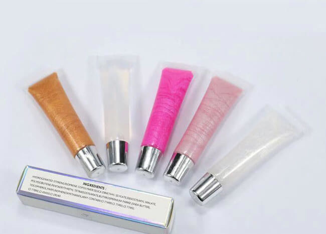5 Colors Shimmer Lip Gloss , MSDS Transparent Glitter Lip Gloss