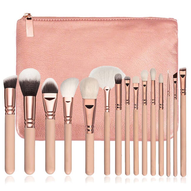 15pcs Synthetic Makeup Brushes Set , OEM Foundation Makeup Brush Set